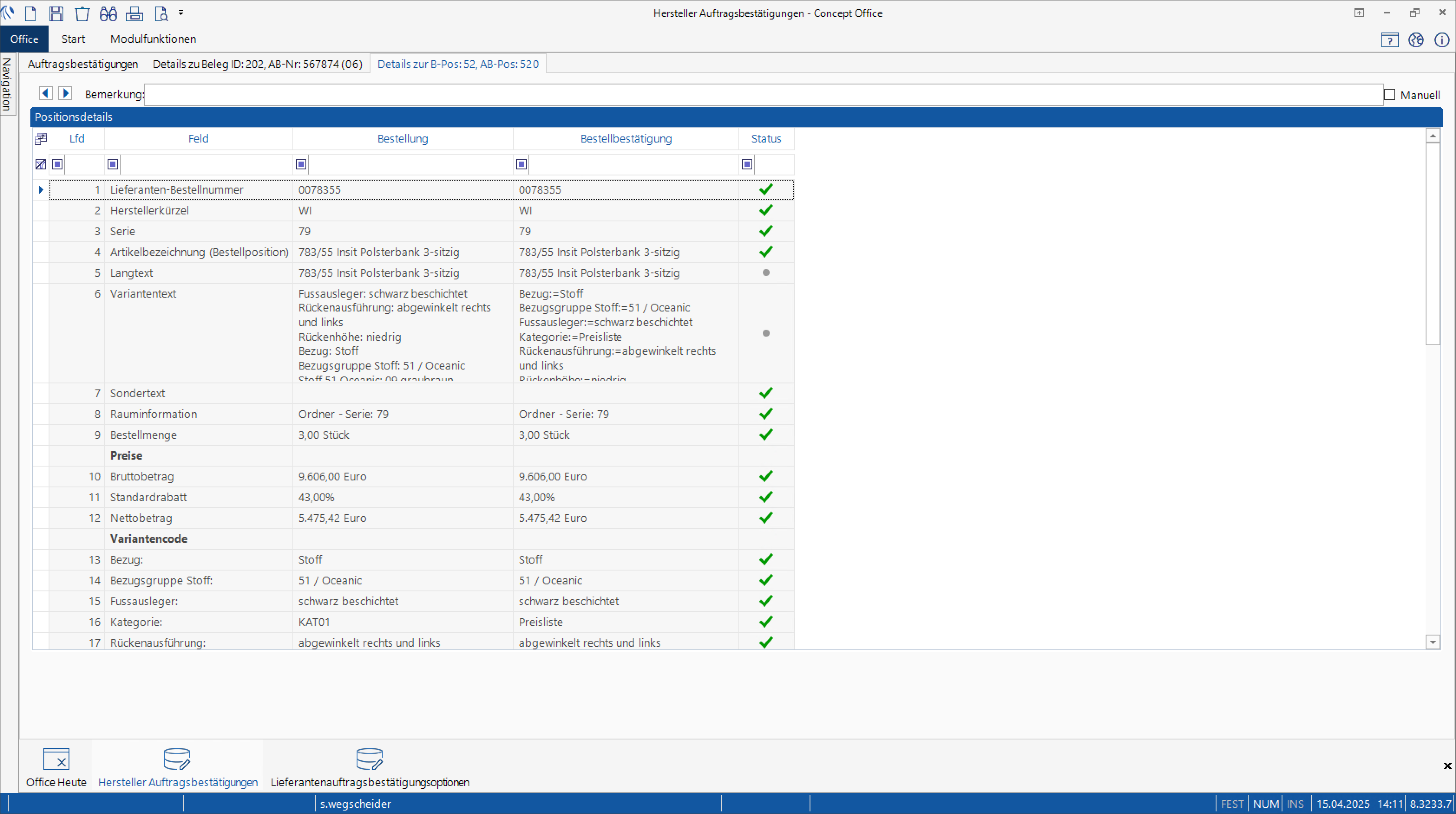 Das Concept Office 8 Modul: Lieferantenbeleg-Abgleich